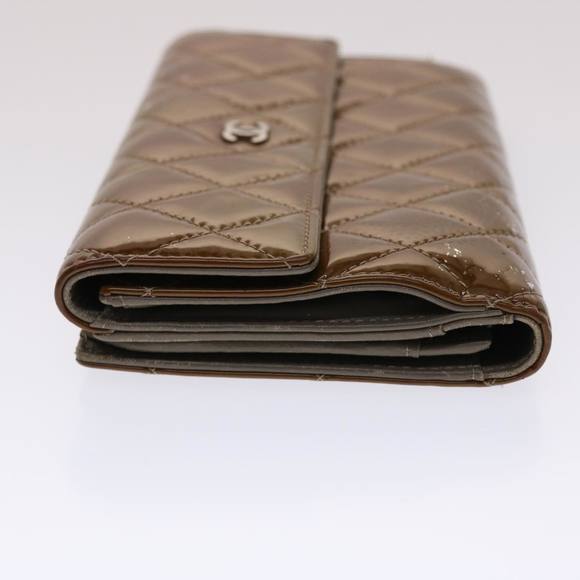 CHANEL Matelasse Wallet Patent Leather Brown CC Auth yk7893 - Picture 5 of 16
